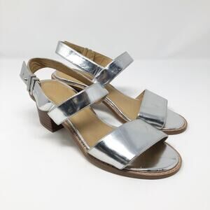 ASOS Silver Metallic Heel Sandals Block Heel Size 5
